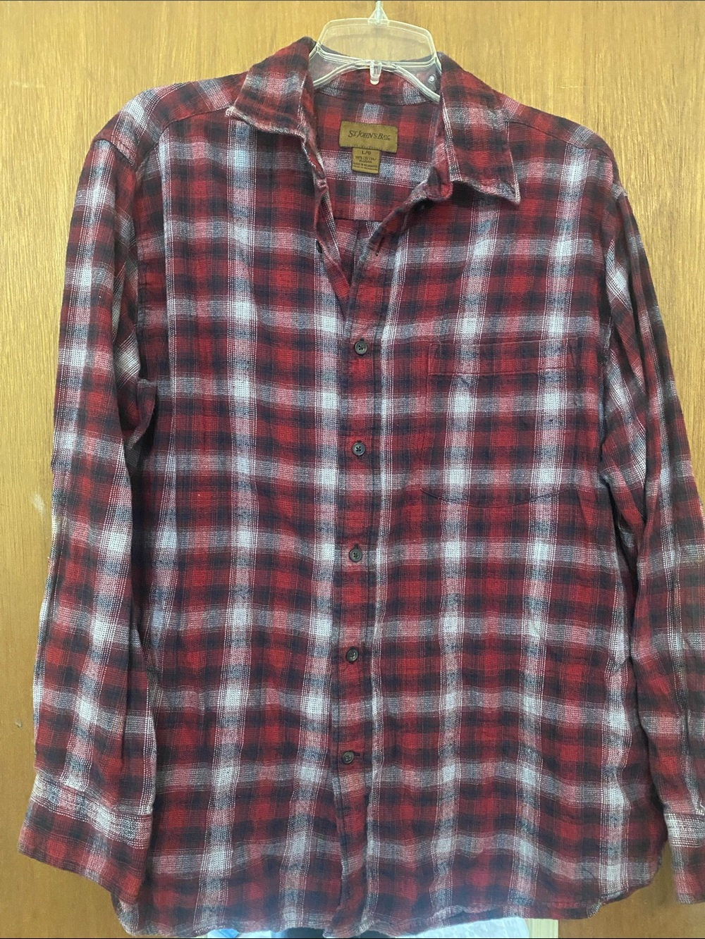 St. John's Bay Red and Black Plaid Button-Down Shirt